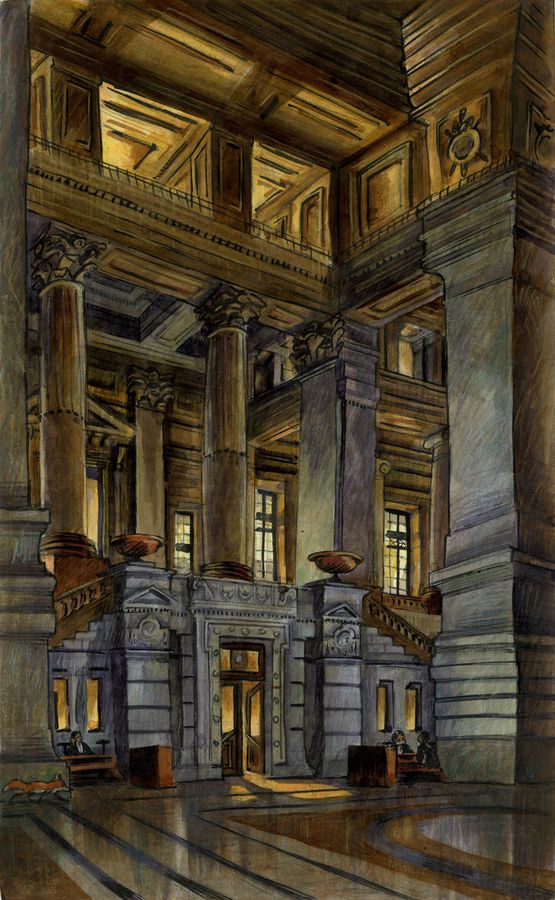 The great hall of the Palace of Justice, a fox passing in the corner