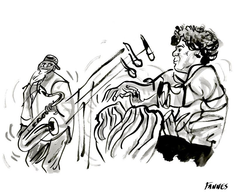 Pharaoh Sanders: Saxophonist and a curly-haired pianist, notes flying between them