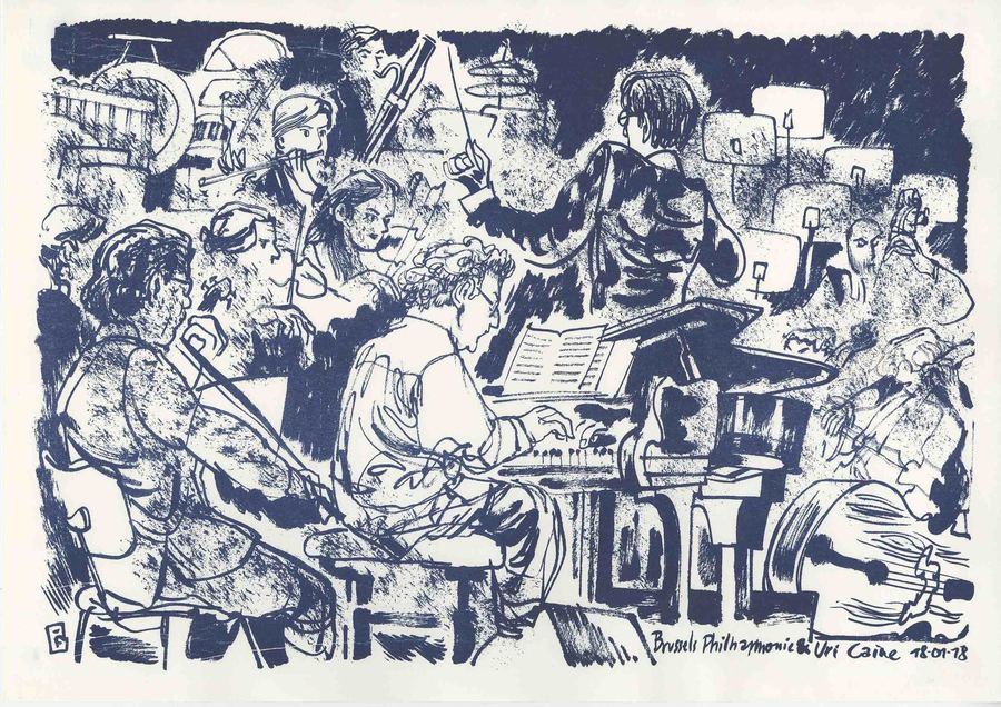 Uri Caine: Uri Caine at the piano with the Brussels Philharmonic, blue print