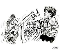 Pharaoh Sanders: Saxophonist and a curly-haired pianist, notes flying between them