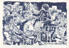 Uri Caine: Uri Caine at the piano with the Brussels Philharmonic, blue print