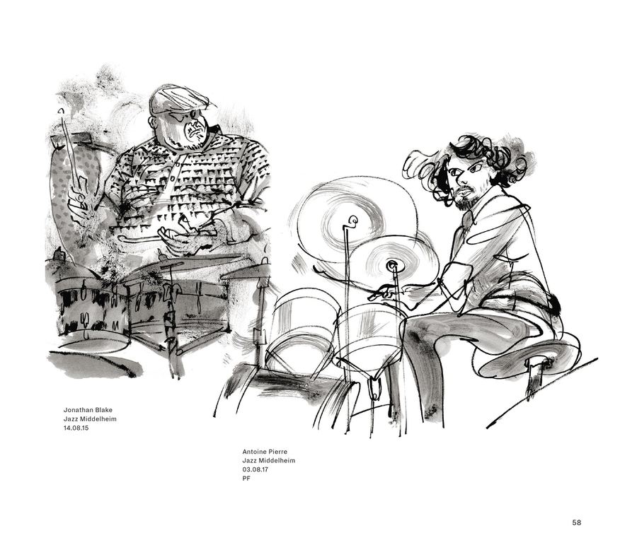 Spread from Live: two drummers, Jonathan Blake and Antoine Pierre